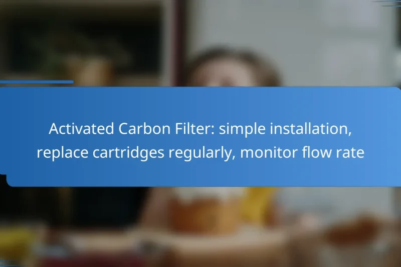 Activated Carbon Filter: simple installation, replace cartridges regularly, monitor flow rate