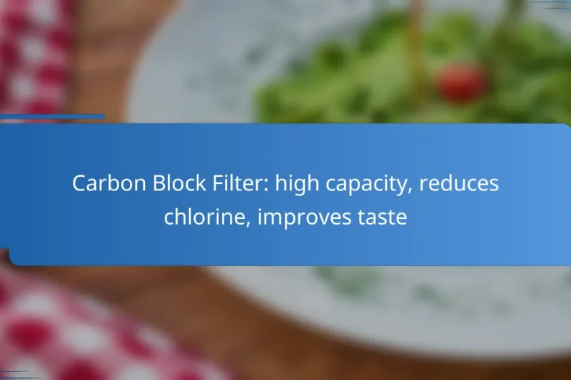 Carbon Block Filter: high capacity, reduces chlorine, improves taste