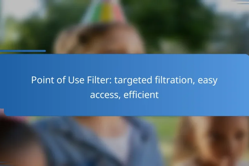 Point of Use Filter: targeted filtration, easy access, efficient