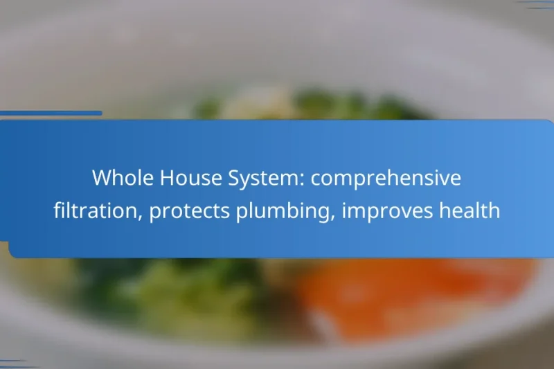 Whole House System: comprehensive filtration, protects plumbing, improves health