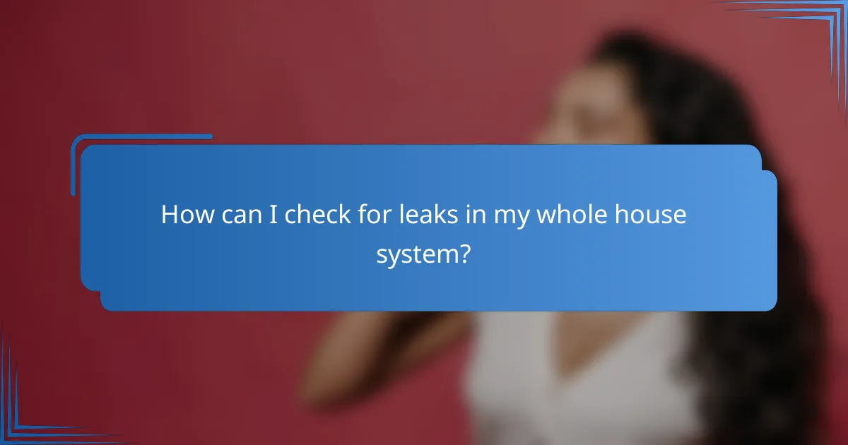 How can I check for leaks in my whole house system?