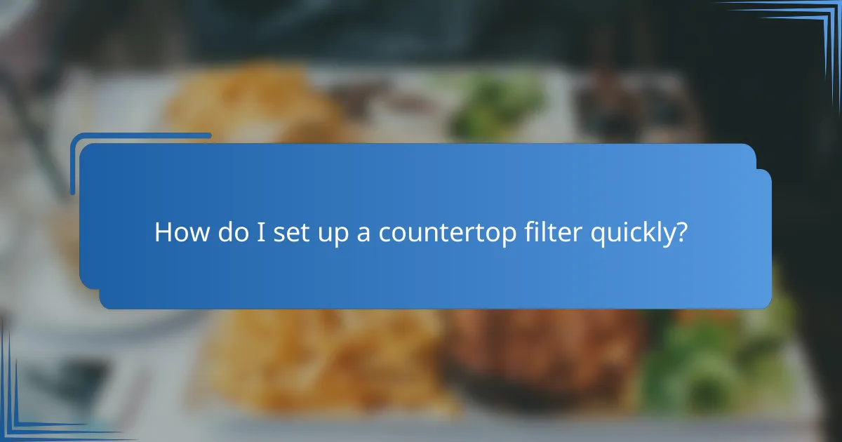 How do I set up a countertop filter quickly?