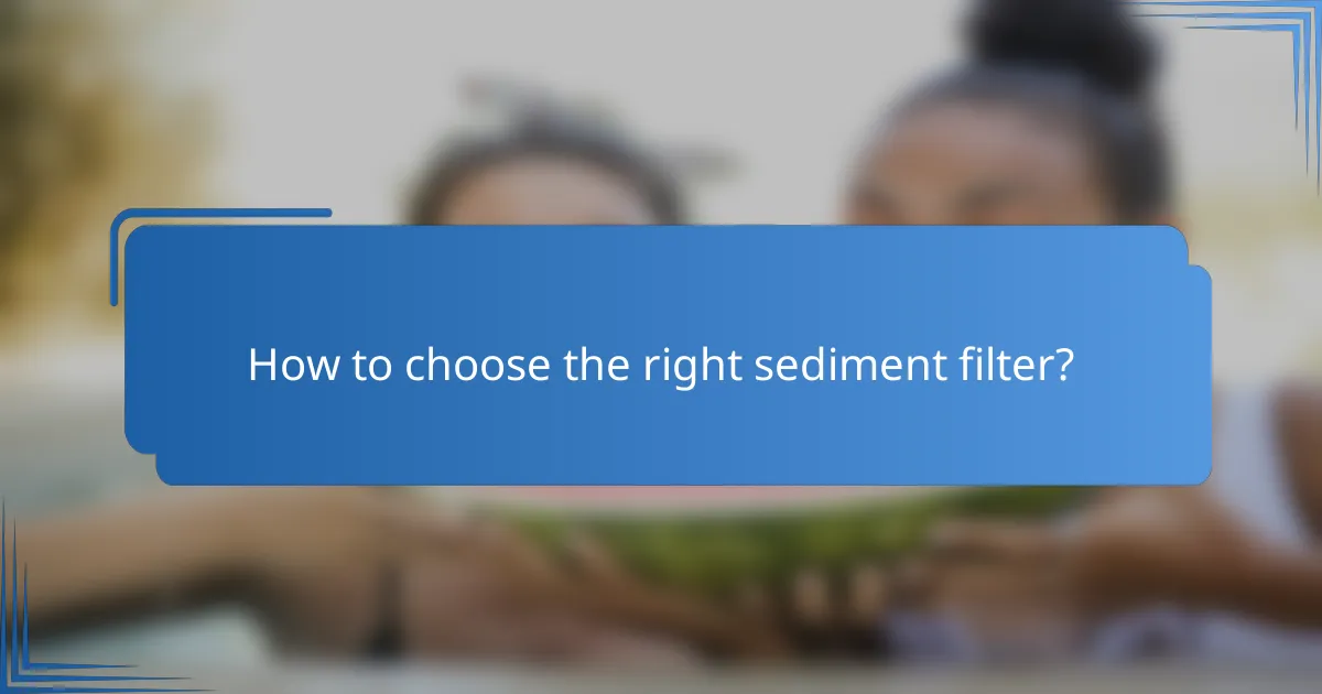 How to choose the right sediment filter?