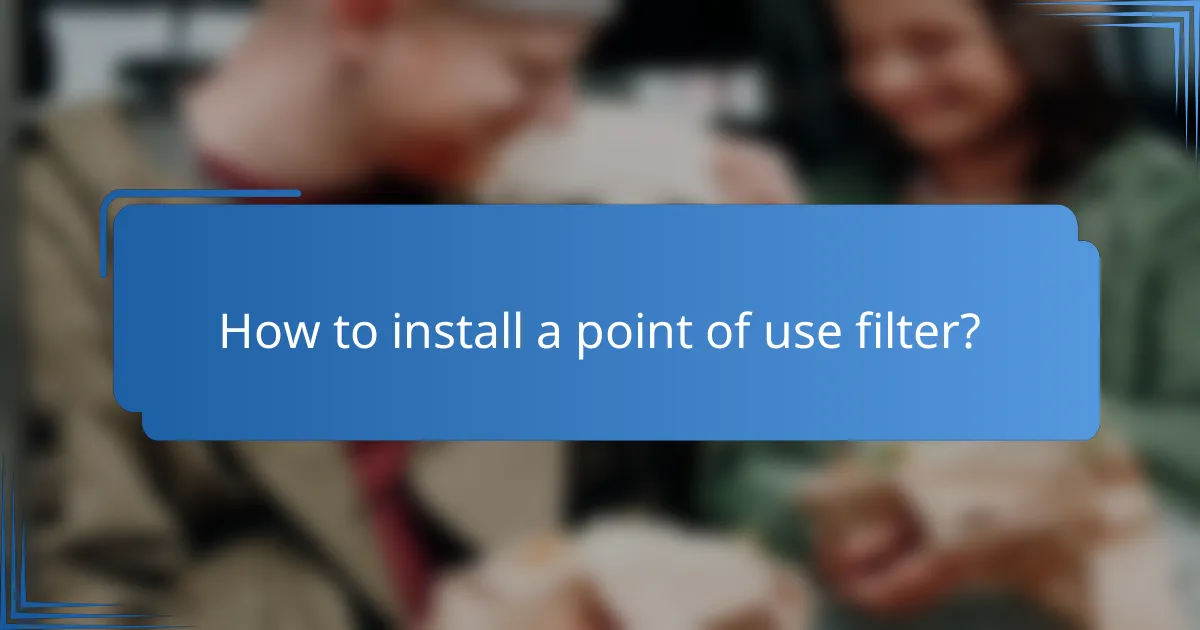 How to install a point of use filter?