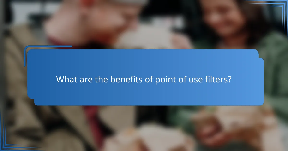 What are the benefits of point of use filters?