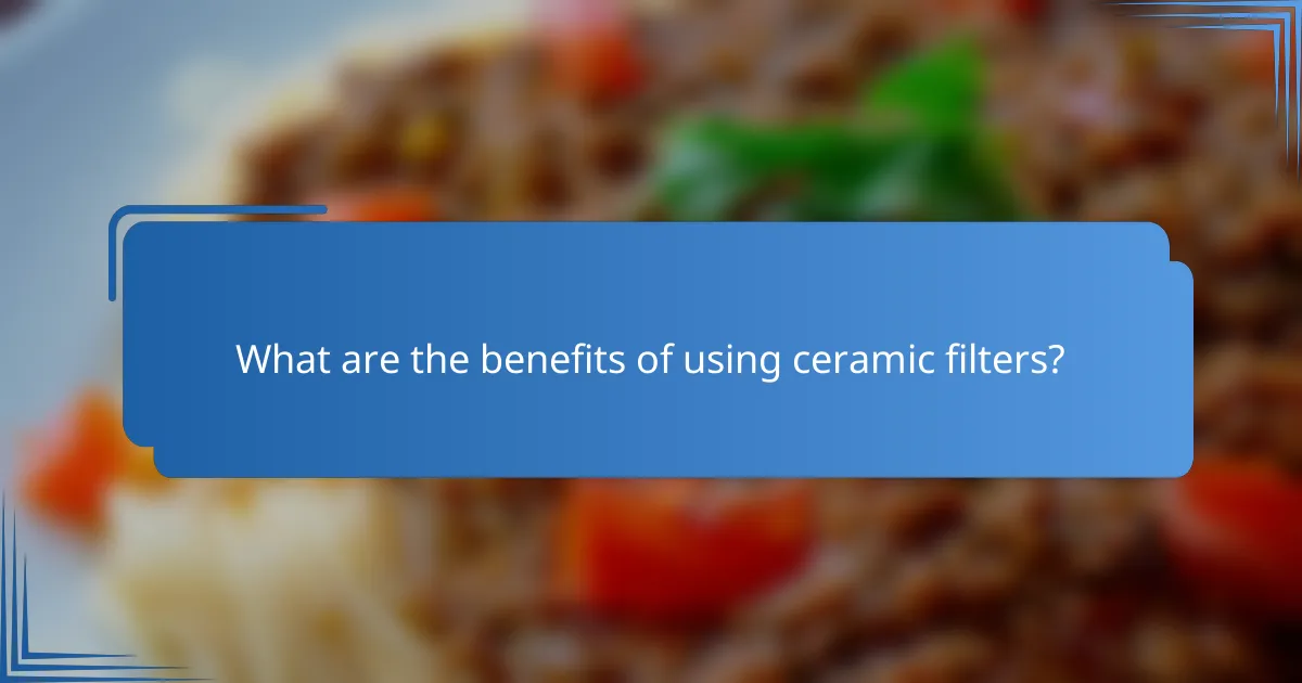 What are the benefits of using ceramic filters?