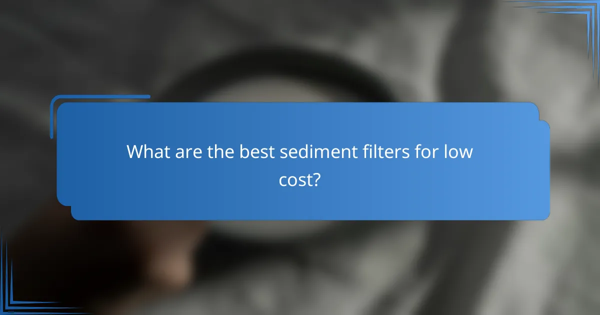 What are the best sediment filters for low cost?