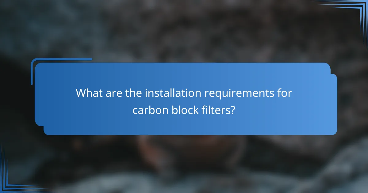 What are the installation requirements for carbon block filters?