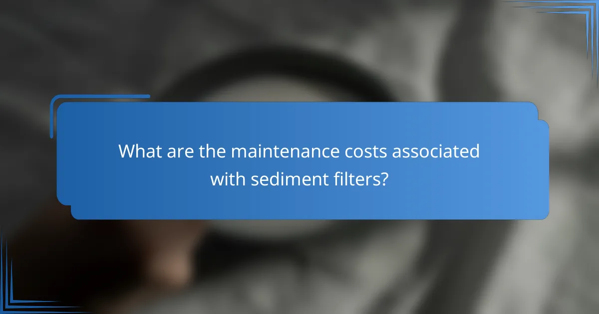 What are the maintenance costs associated with sediment filters?