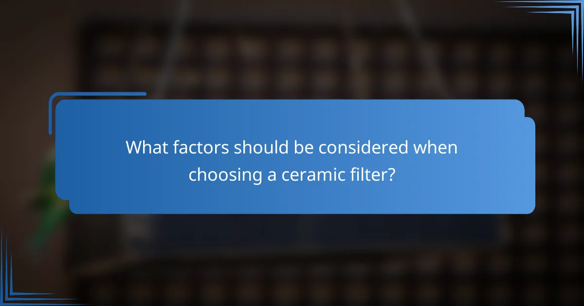 What factors should be considered when choosing a ceramic filter?