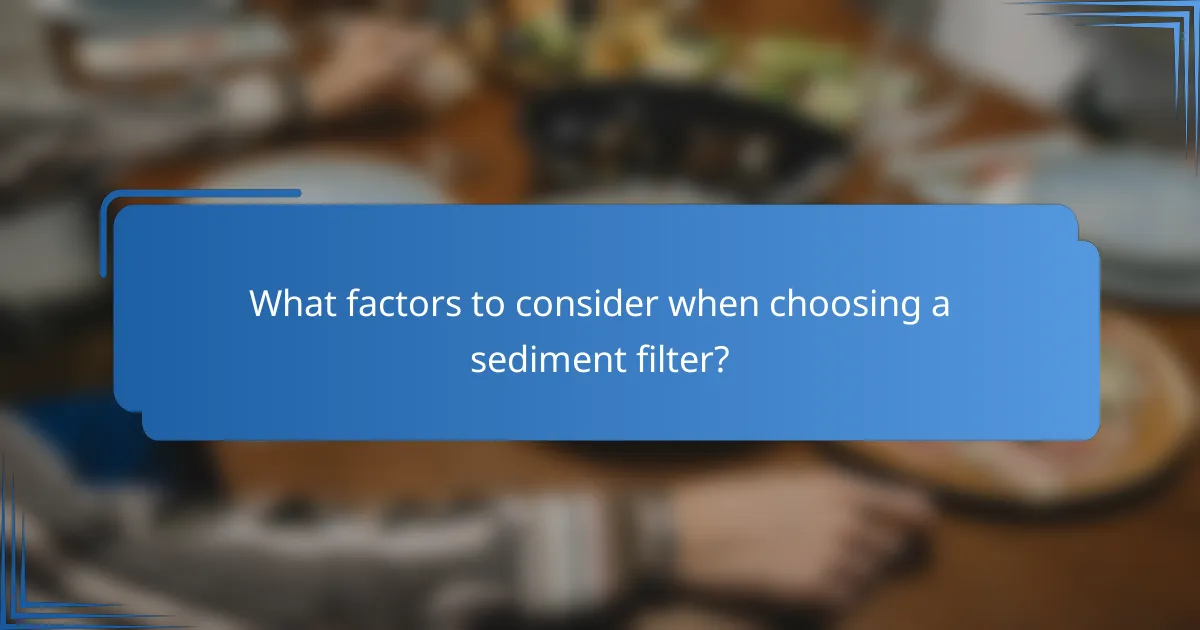 What factors to consider when choosing a sediment filter?