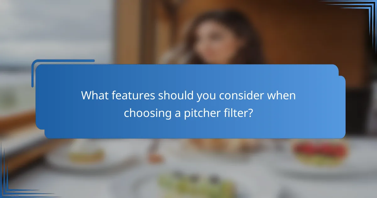What features should you consider when choosing a pitcher filter?