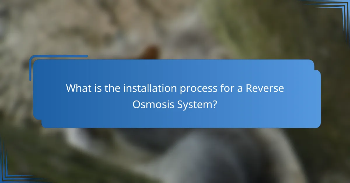 What is the installation process for a Reverse Osmosis System?